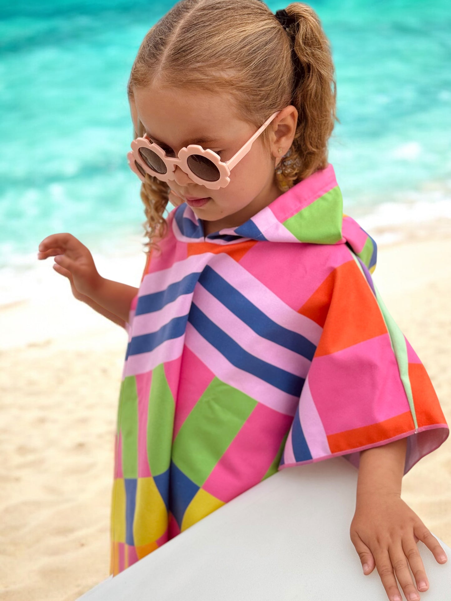 Microfiber Poncho - Urban Mosaic Pink