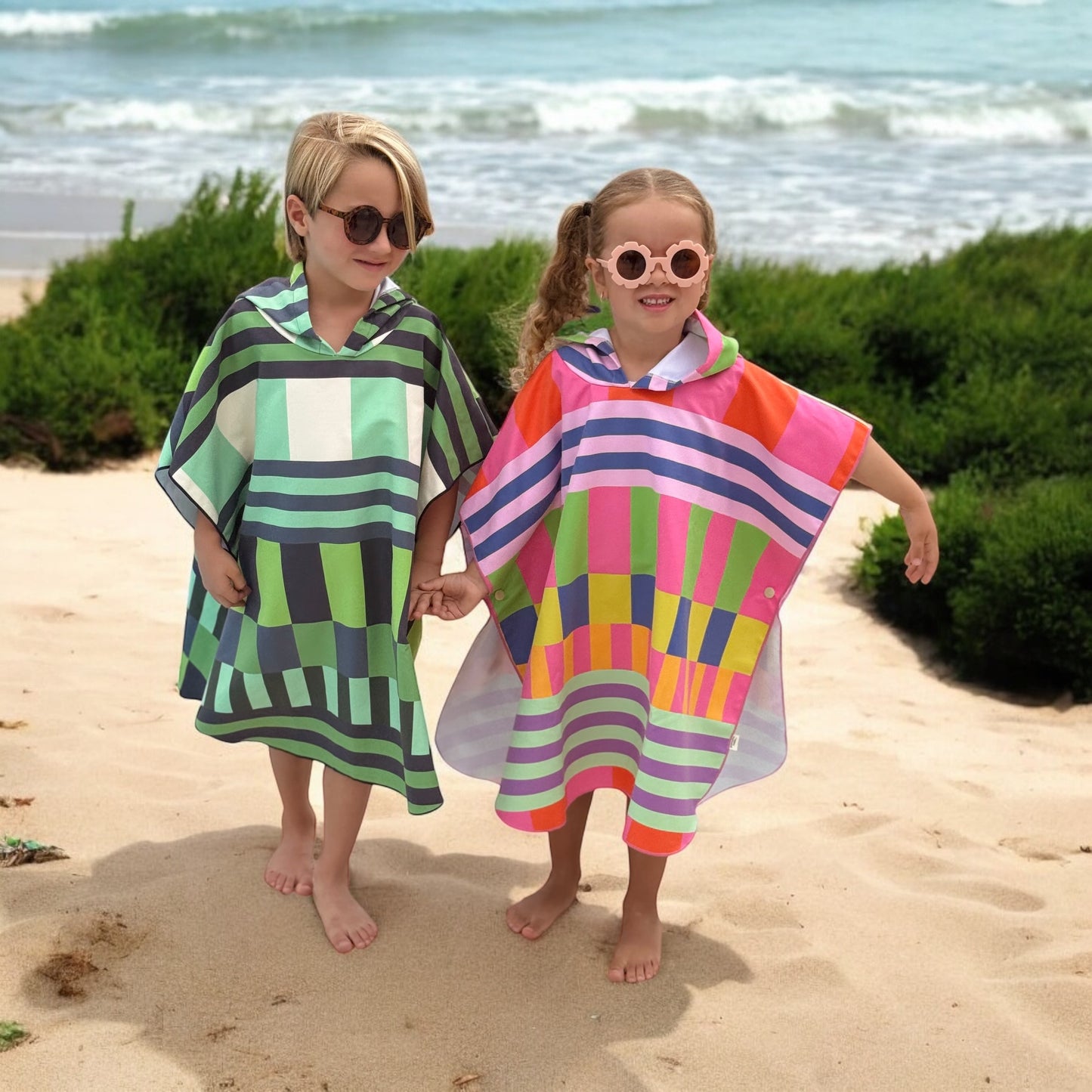 Poncho Microfibra - Urban Mosaic Pink