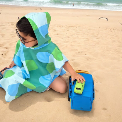 Microfiber Poncho - Aqua Bubbles