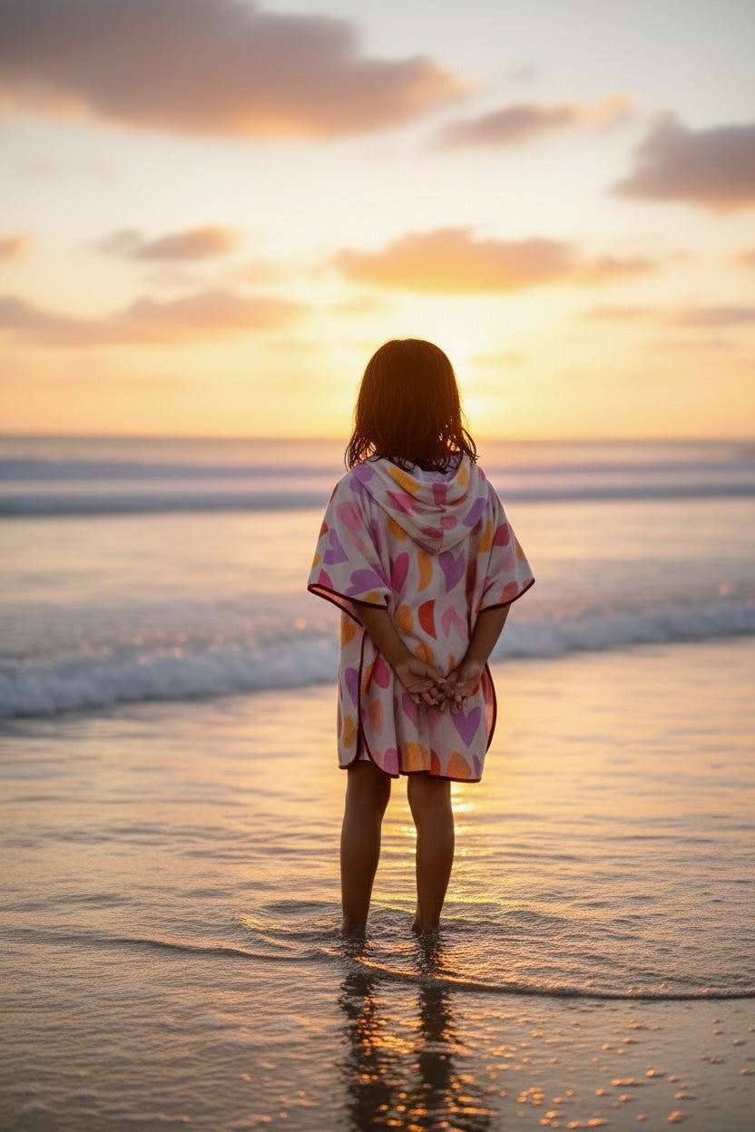 Microfiber Poncho - Aqua Bubbles
