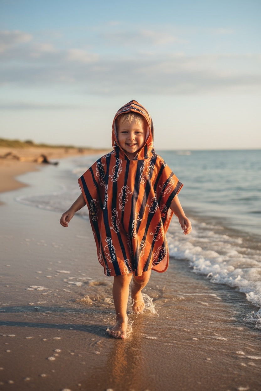 Microfiber Poncho - Aqua Bubbles