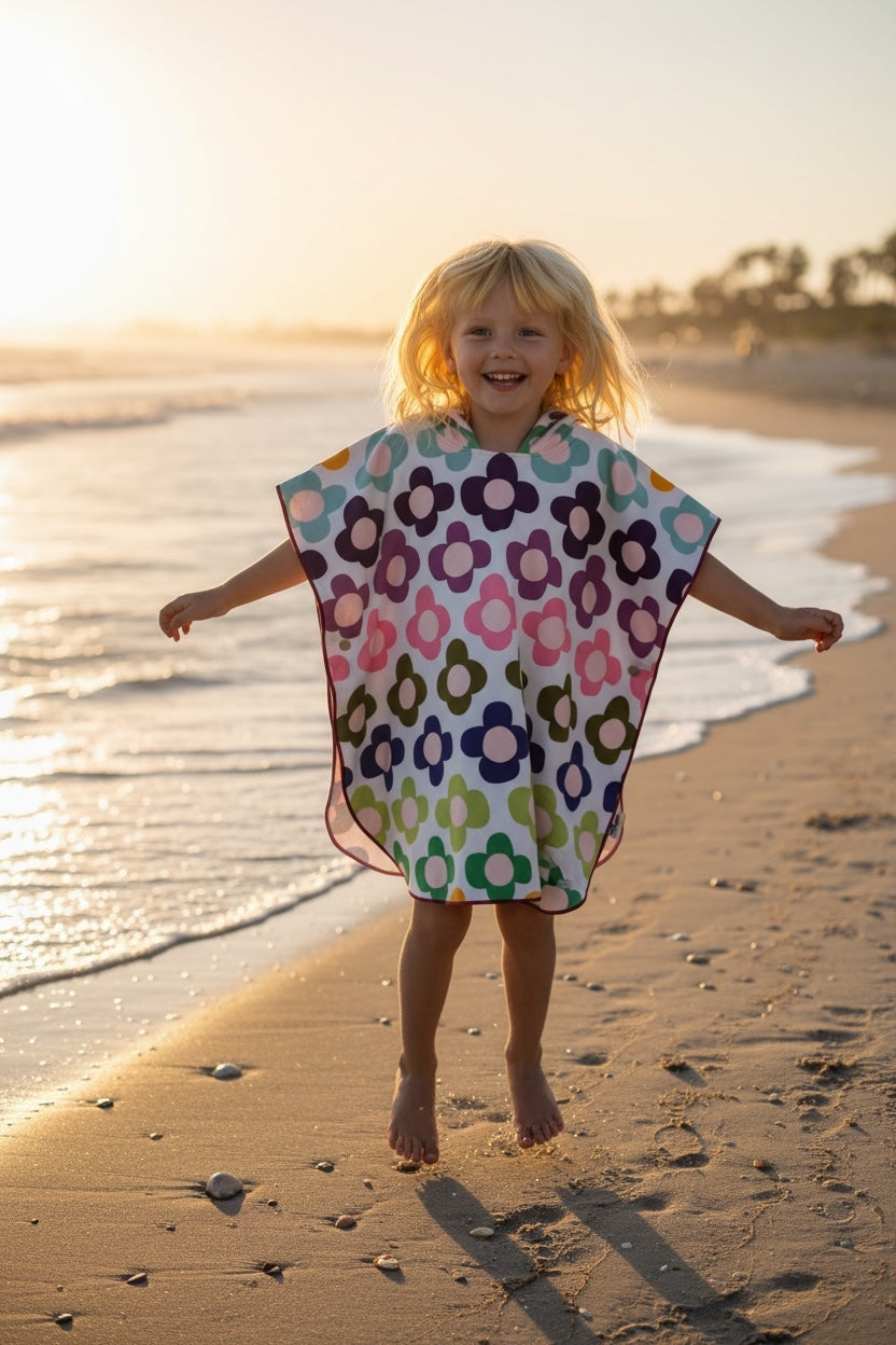 Microfiber Poncho - Aqua Bubbles