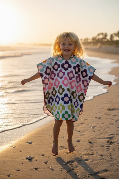 Microfiber Poncho - Aqua Bubbles