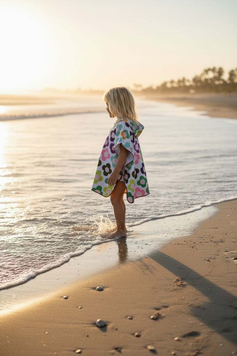 Microfiber Poncho - Aqua Bubbles