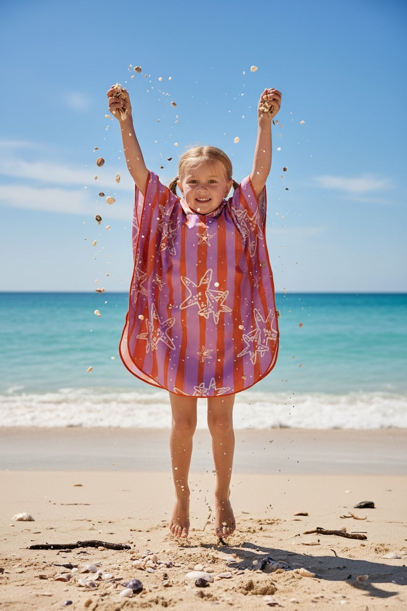 Microfiber Poncho - Aqua Bubbles
