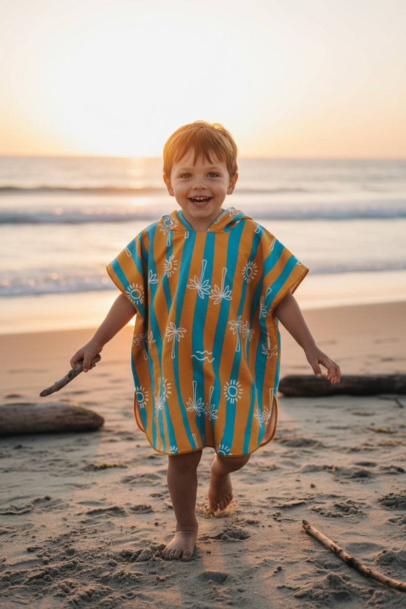 Microfiber Poncho - Aqua Bubbles