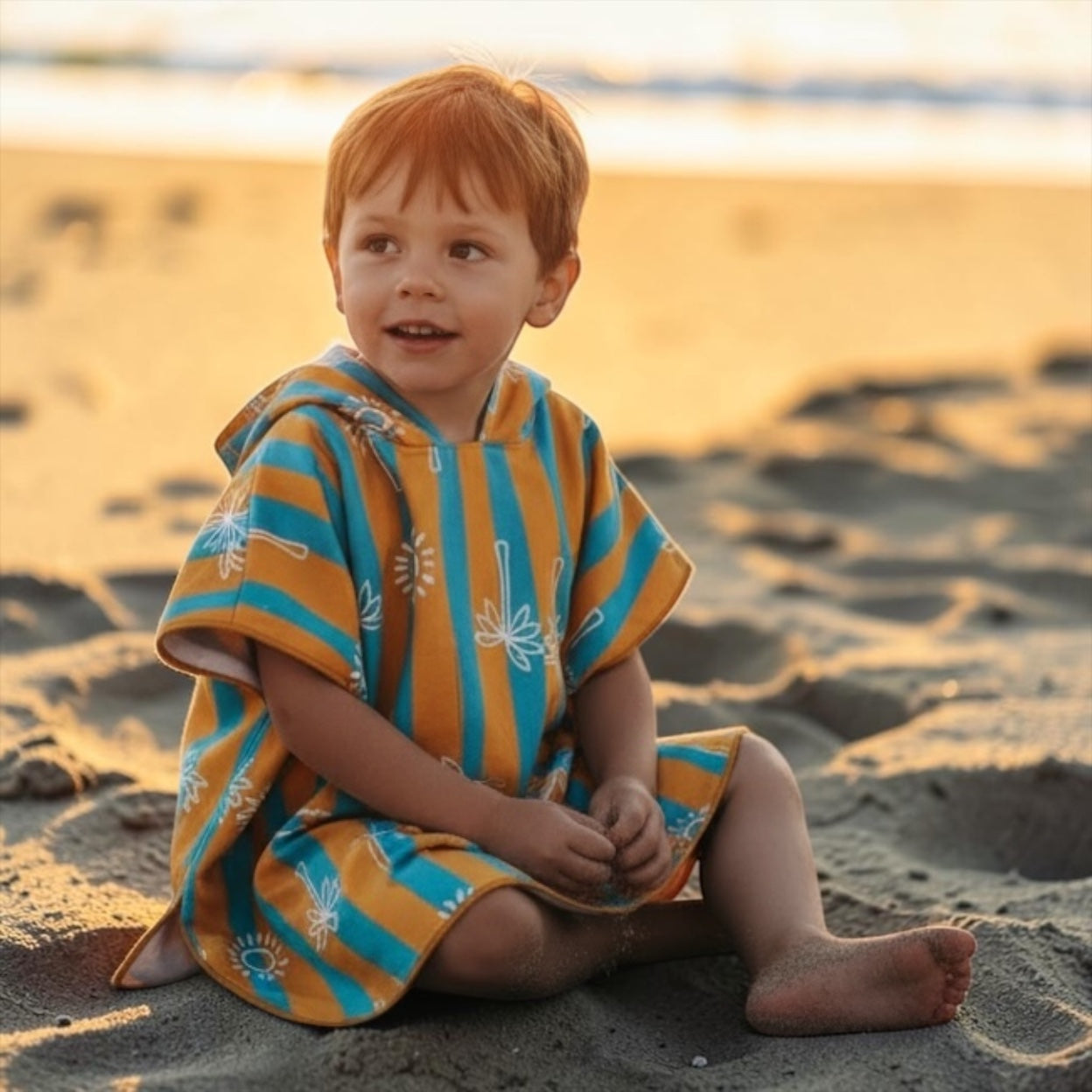 Microfiber Poncho - Aqua Bubbles
