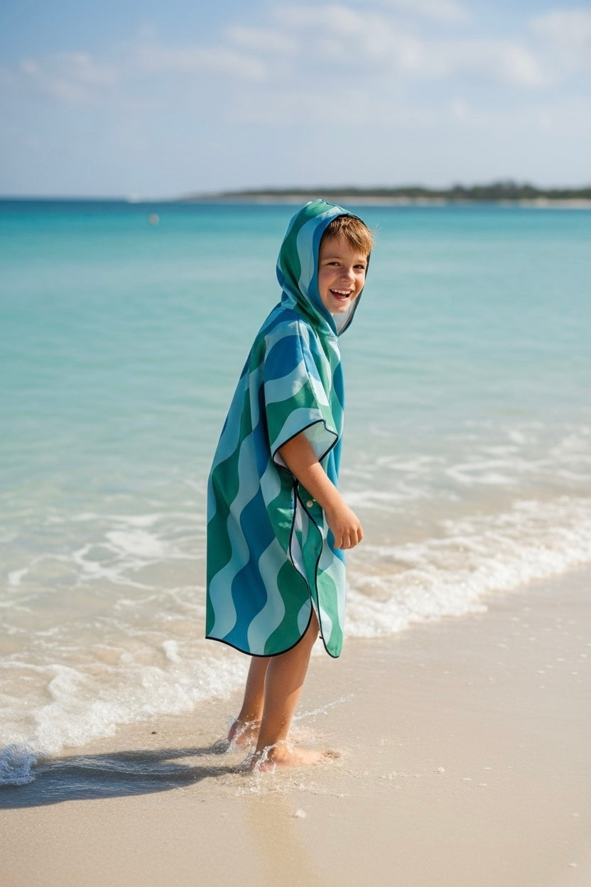 Microfiber Poncho - Emerald Surf